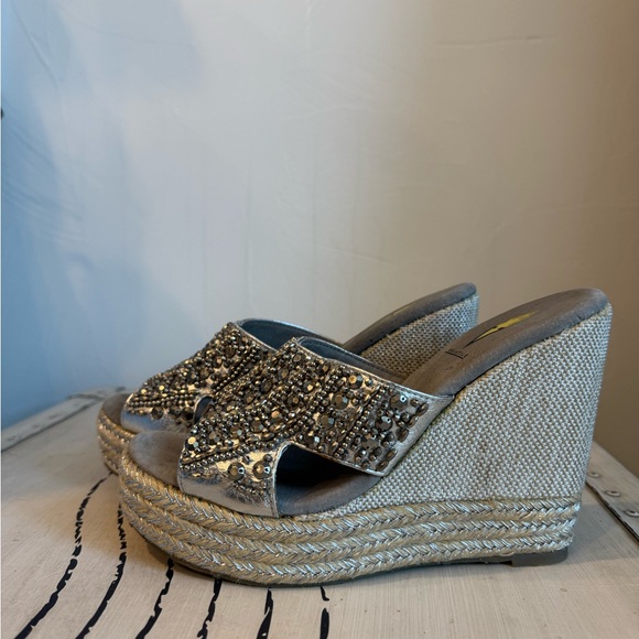 Volatile Rhinestone Wedge Sandals (8) - Picture 1 of 5
